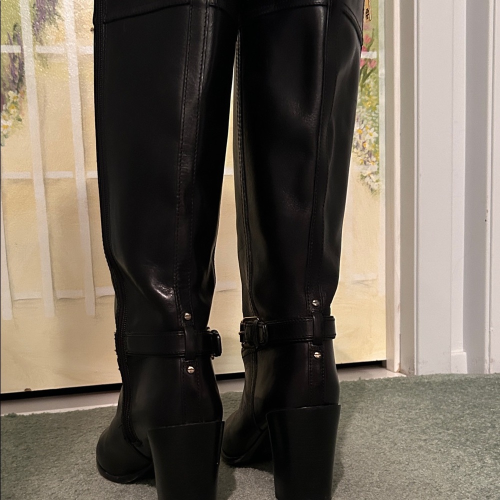 Tory Burch Daniella Leather High Black Riding Boots. 3.75” Heel. Size 10.5 - Picture 7 of 16